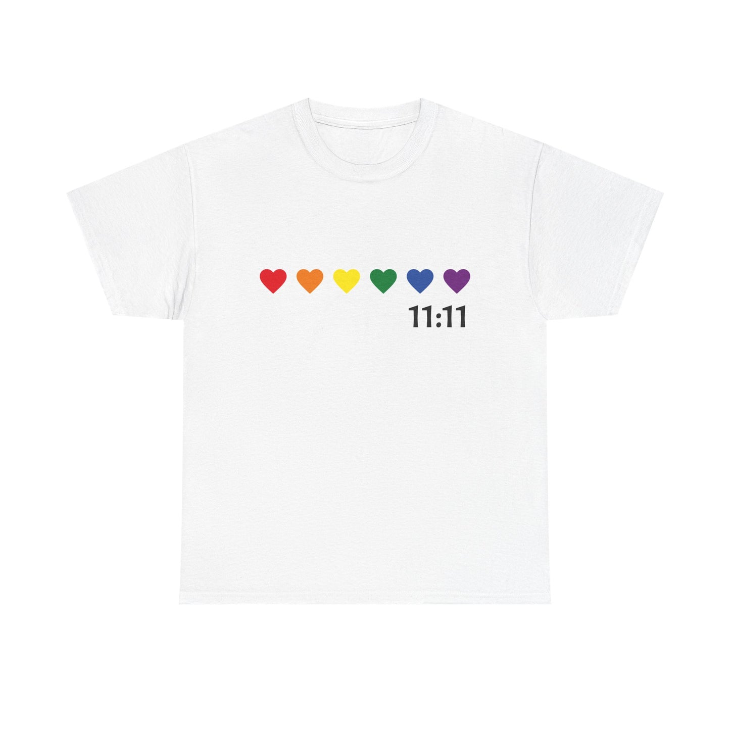 11:11 Rainbow Hearts T-Shirt – Manifestation, Pride & Positivity Tee