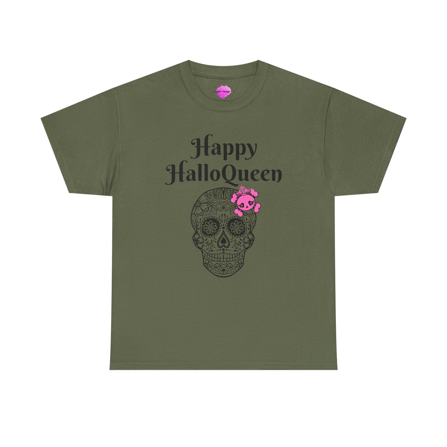 Happy HalloQueen Skull Tee - Unisex Halloween Shirt, Spooky Gift, Festive Apparel, Party Outfit, Skull Design