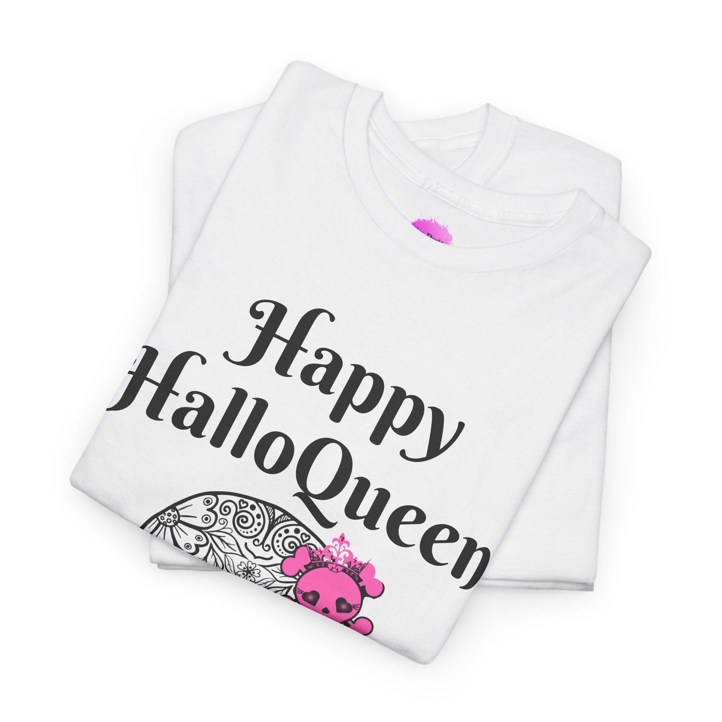 Happy HalloQueen Skull Tee - Unisex Halloween Shirt, Spooky Gift, Festive Apparel, Party Outfit, Skull Design