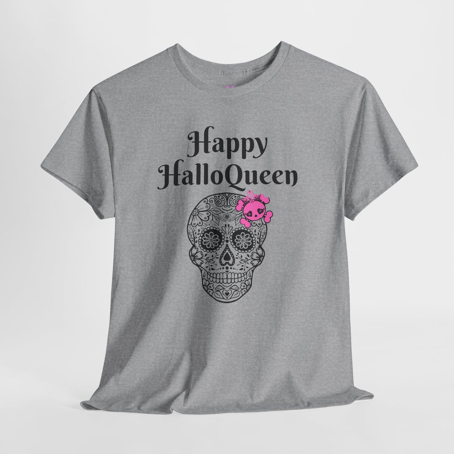 Happy HalloQueen Skull Tee - Unisex Halloween Shirt, Spooky Gift, Festive Apparel, Party Outfit, Skull Design