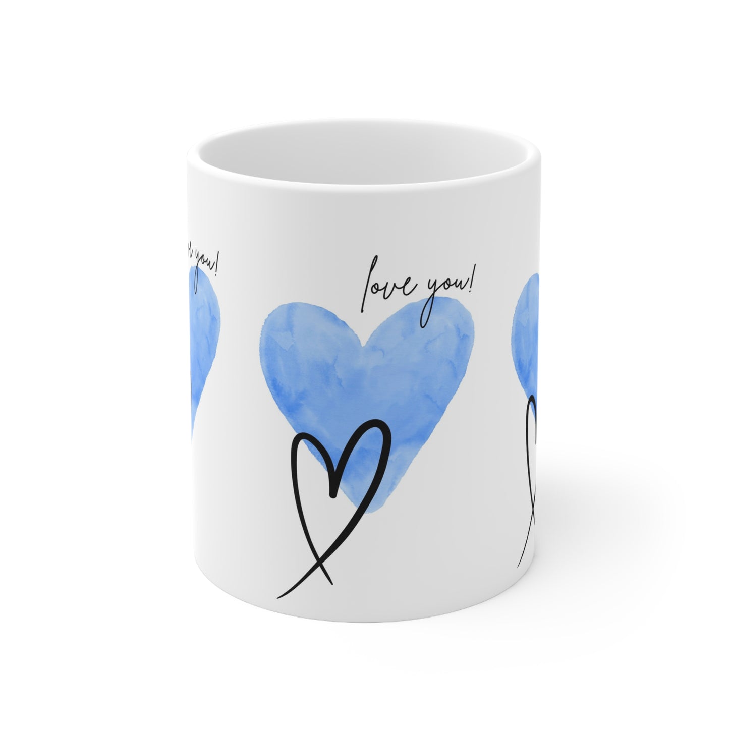 Love You! Ceramic Coffee Mug - Heart Design - Gift for Loved Ones