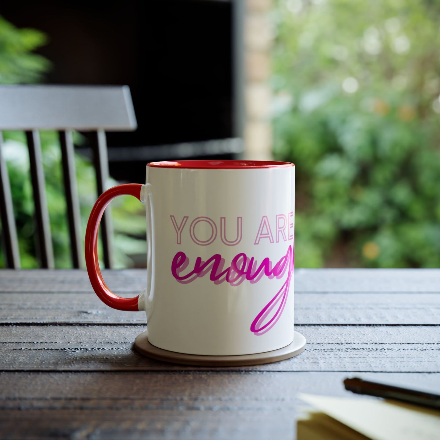 Inspirational Two-Tone Coffee Mug - You Are Enough, Motivational Gift, Self-Care Mug, Coffee Lover Gift, Cheerful Drinkware