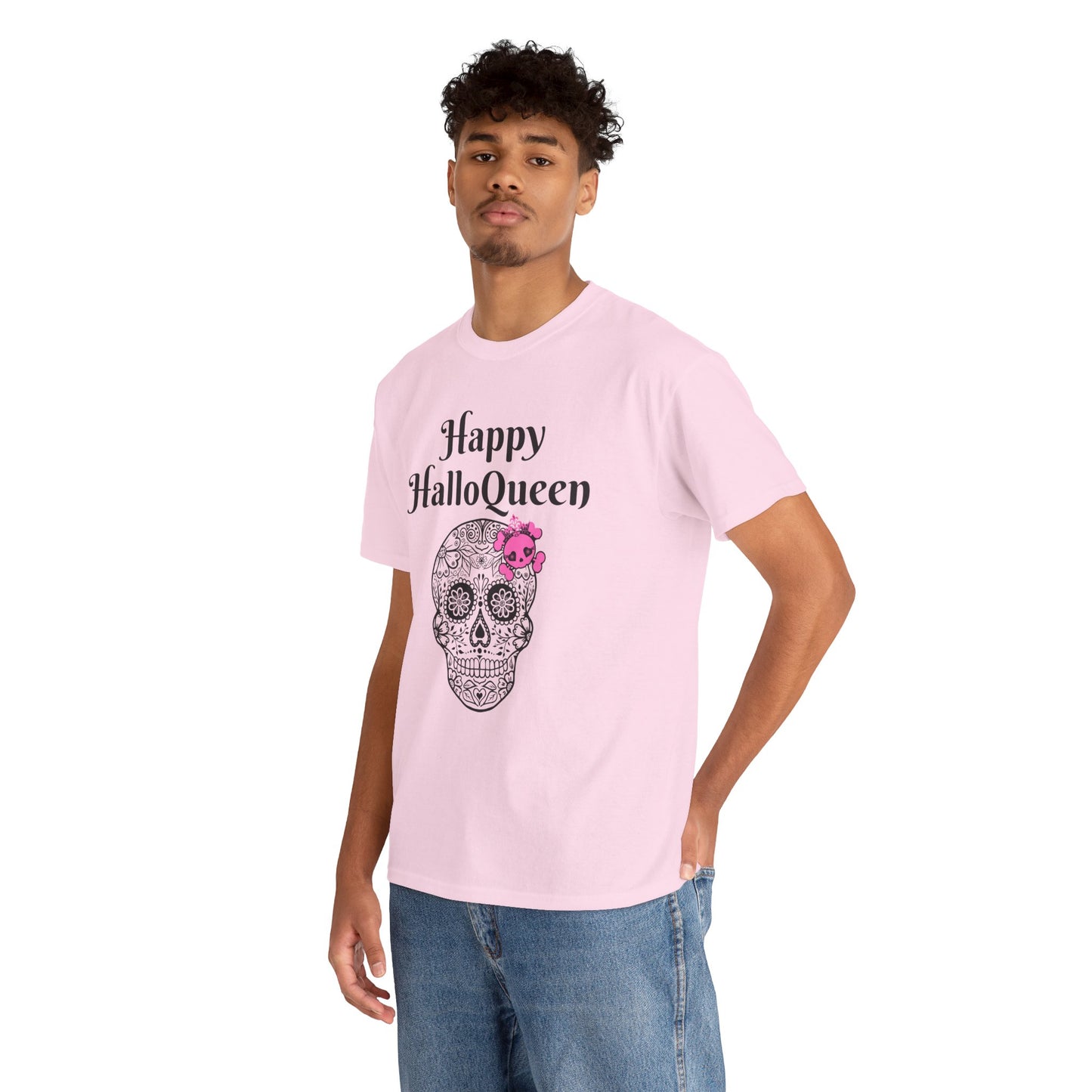Happy HalloQueen Skull Tee - Unisex Halloween Shirt, Spooky Gift, Festive Apparel, Party Outfit, Skull Design
