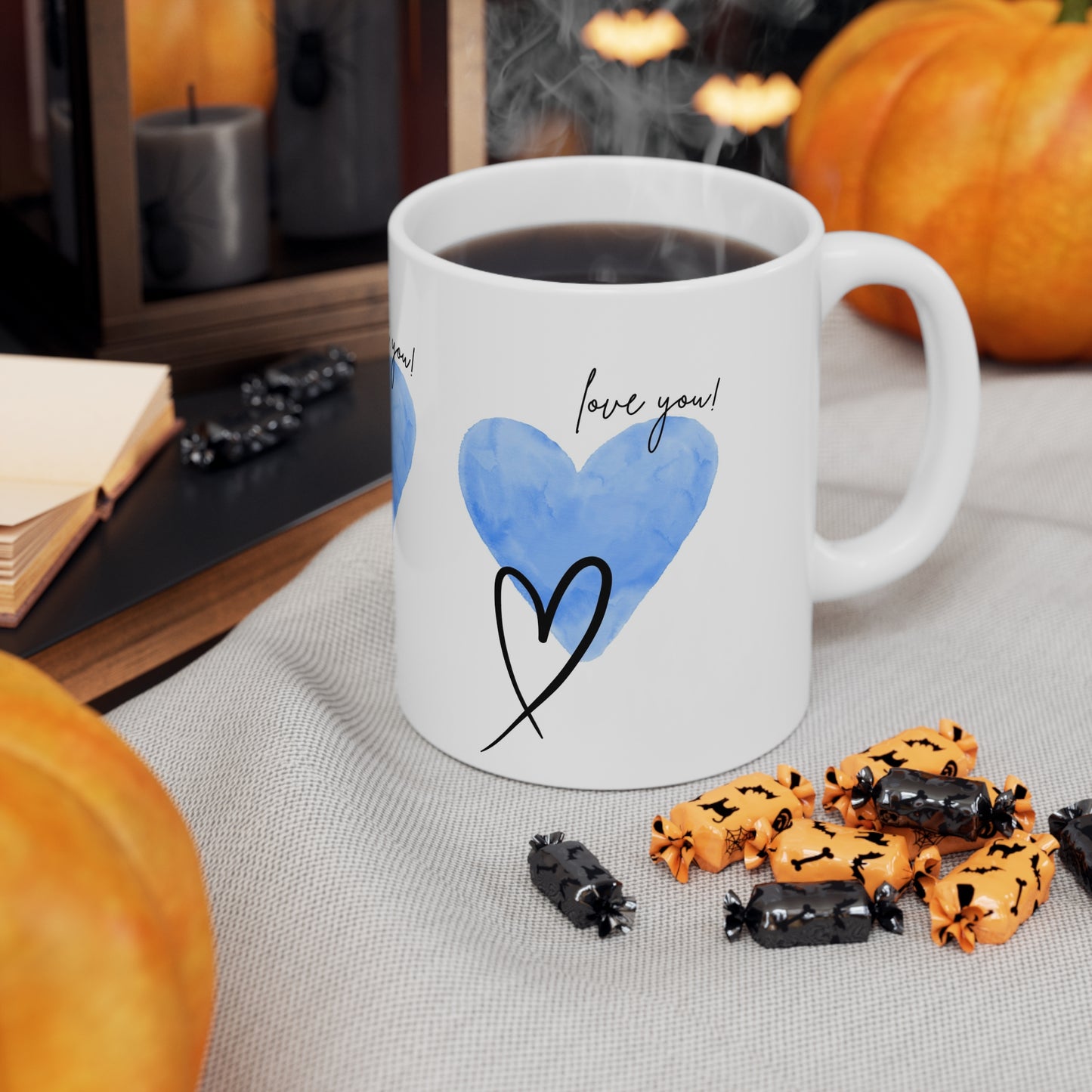 Love You! Ceramic Coffee Mug - Heart Design - Gift for Loved Ones