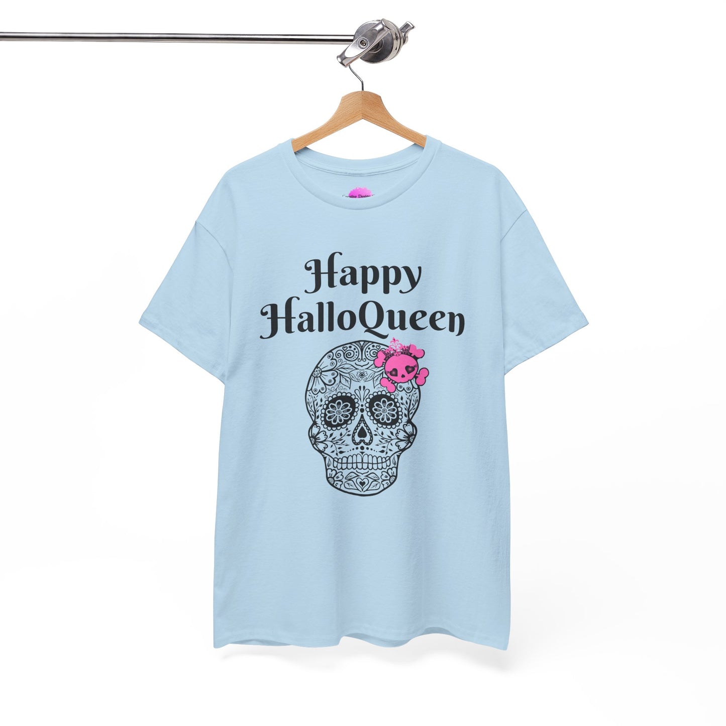 Happy HalloQueen Skull Tee - Unisex Halloween Shirt, Spooky Gift, Festive Apparel, Party Outfit, Skull Design
