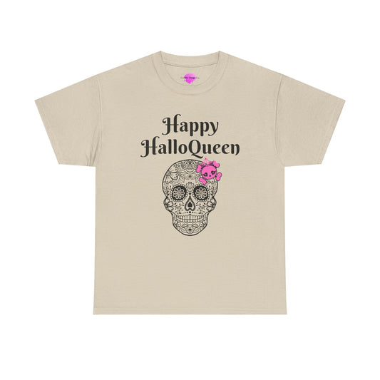 Happy HalloQueen Skull Tee - Unisex Halloween Shirt, Spooky Gift, Festive Apparel, Party Outfit, Skull Design