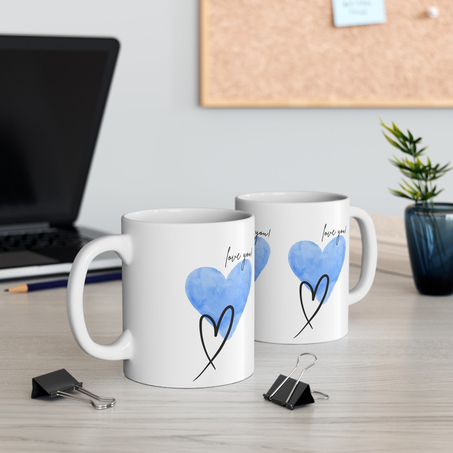 Love You! Ceramic Coffee Mug - Heart Design - Gift for Loved Ones