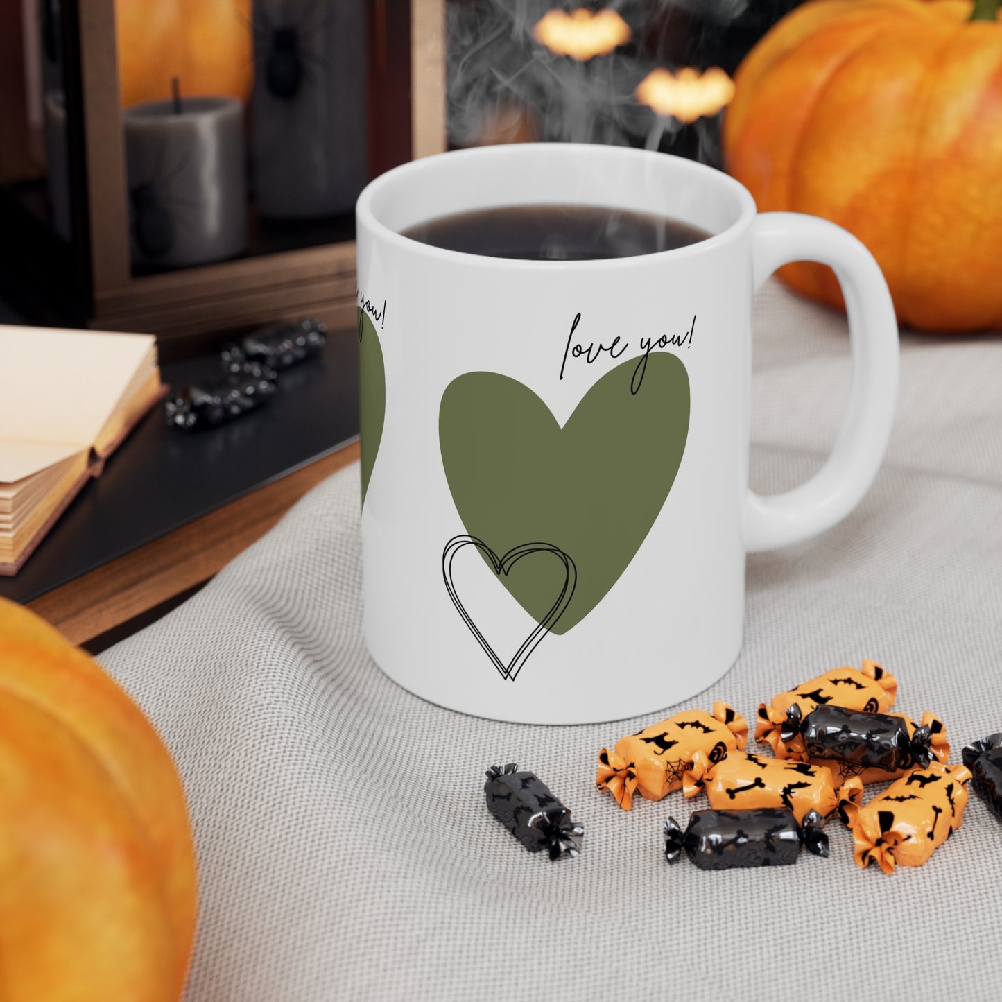 Love You! Heart Ceramic Coffee Cups - 11oz & 15oz