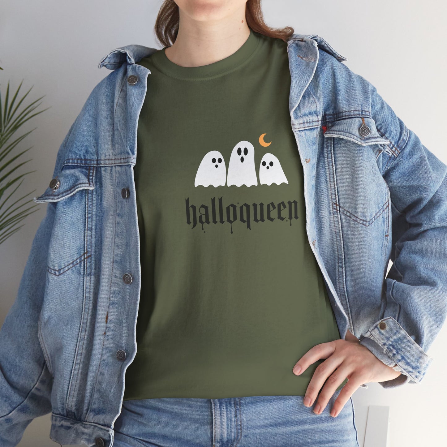 Halloween Ghosts T-Shirt | Unisex Heavy Cotton Tee | Hallowqueen Design | Spooky Season Apparel, Fall Fashion, Halloween Costume