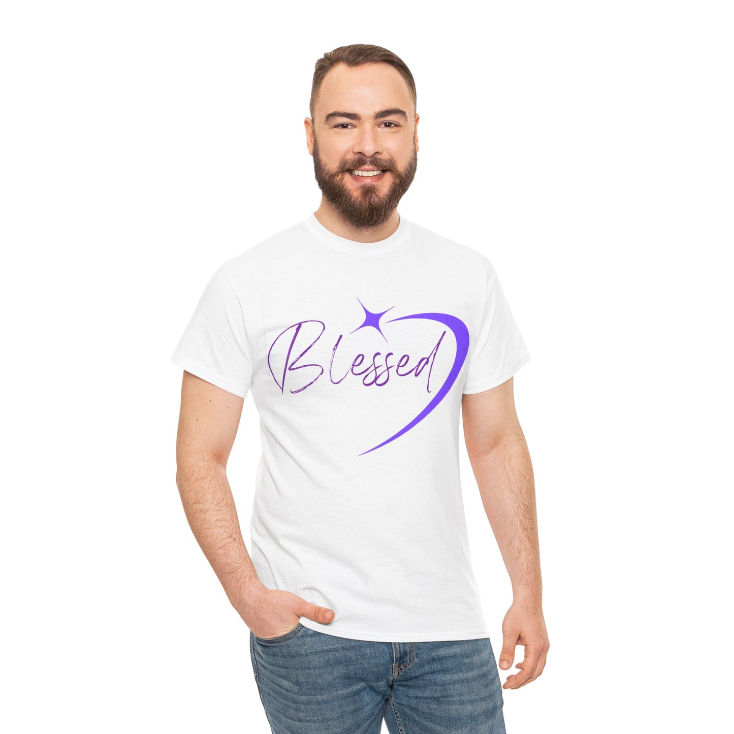 Blessed Unisex Heavy Cotton Tee – Inspirational Graphic Shirt