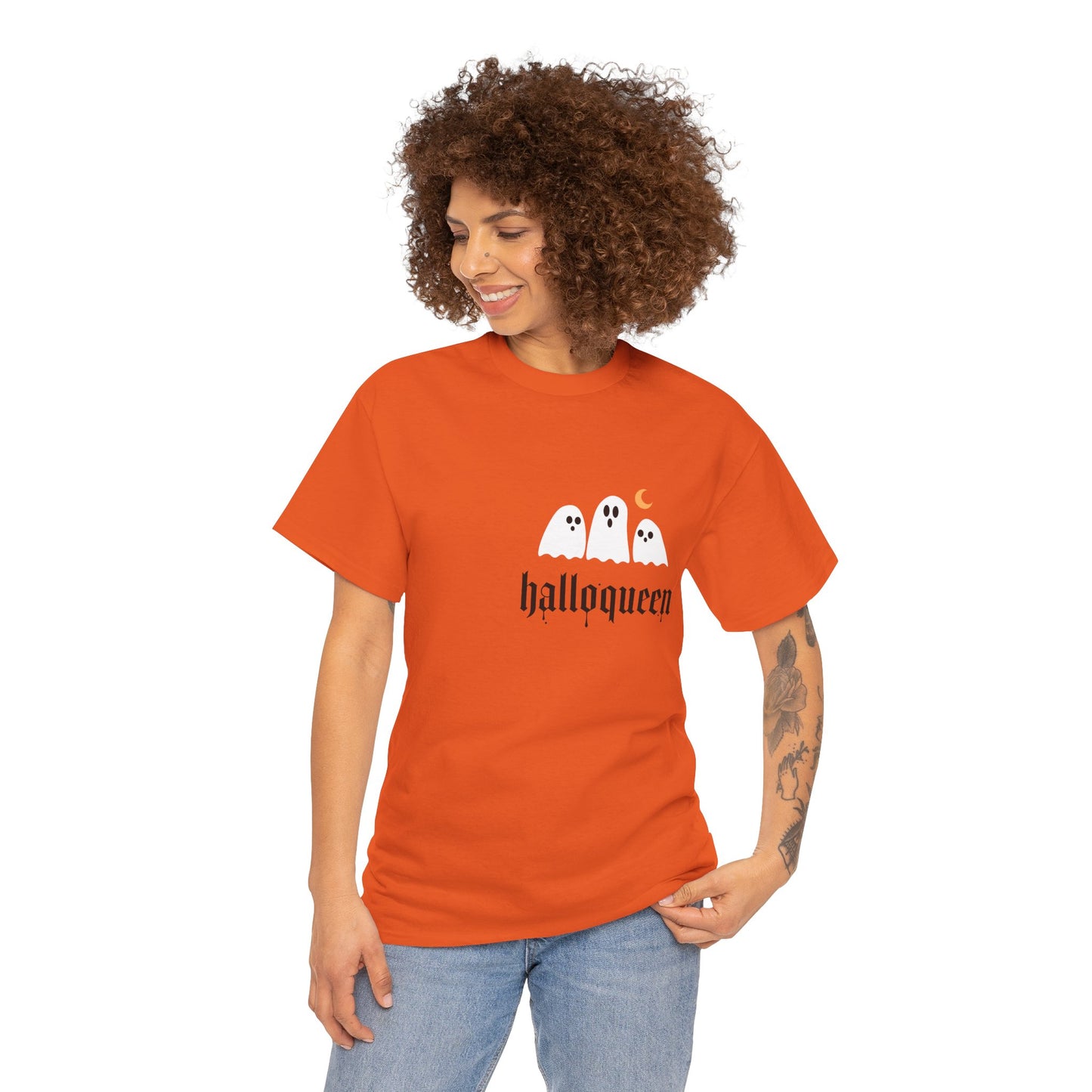 Halloween Ghosts T-Shirt | Unisex Heavy Cotton Tee | Hallowqueen Design | Spooky Season Apparel, Fall Fashion, Halloween Costume