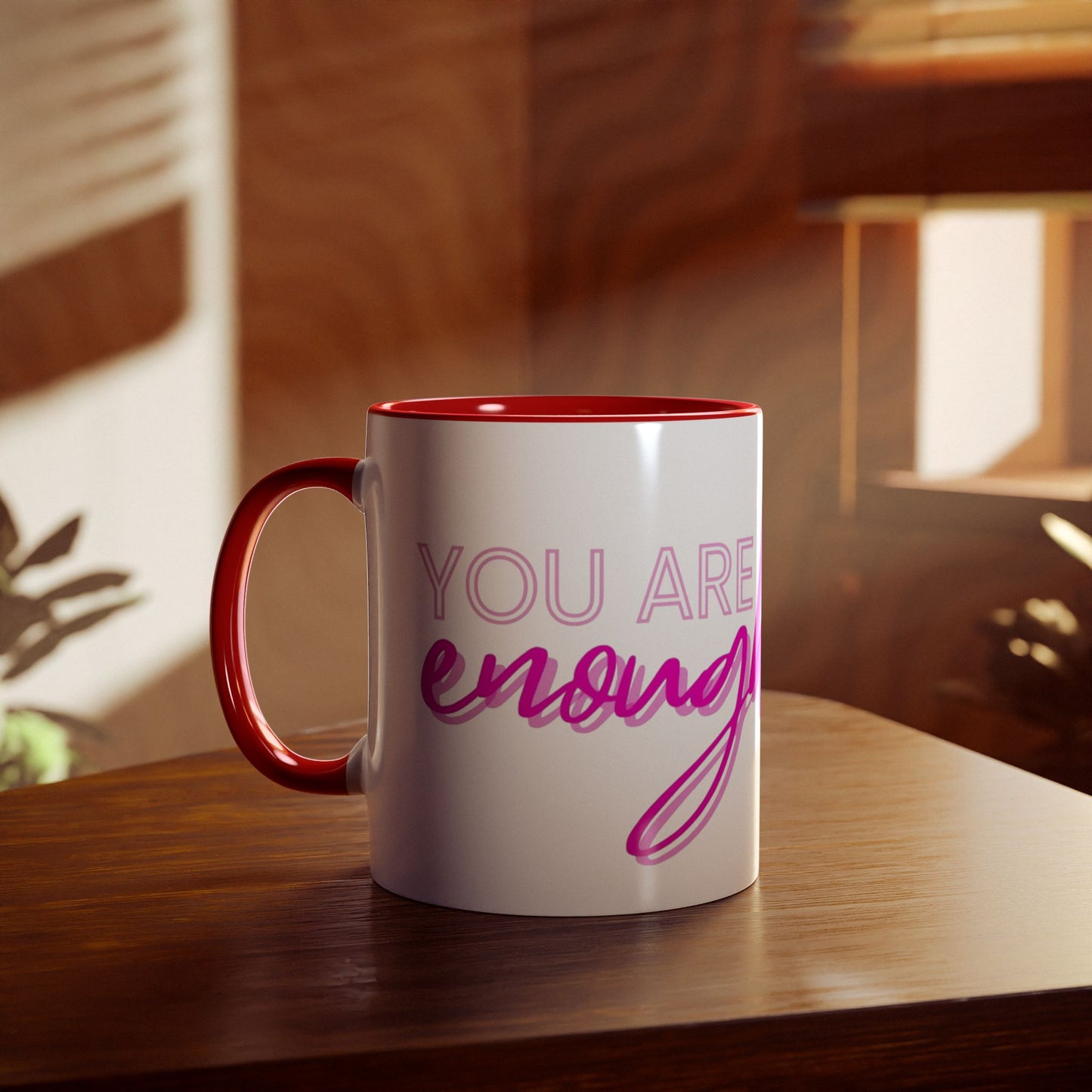 Inspirational Two-Tone Coffee Mug - You Are Enough, Motivational Gift, Self-Care Mug, Coffee Lover Gift, Cheerful Drinkware