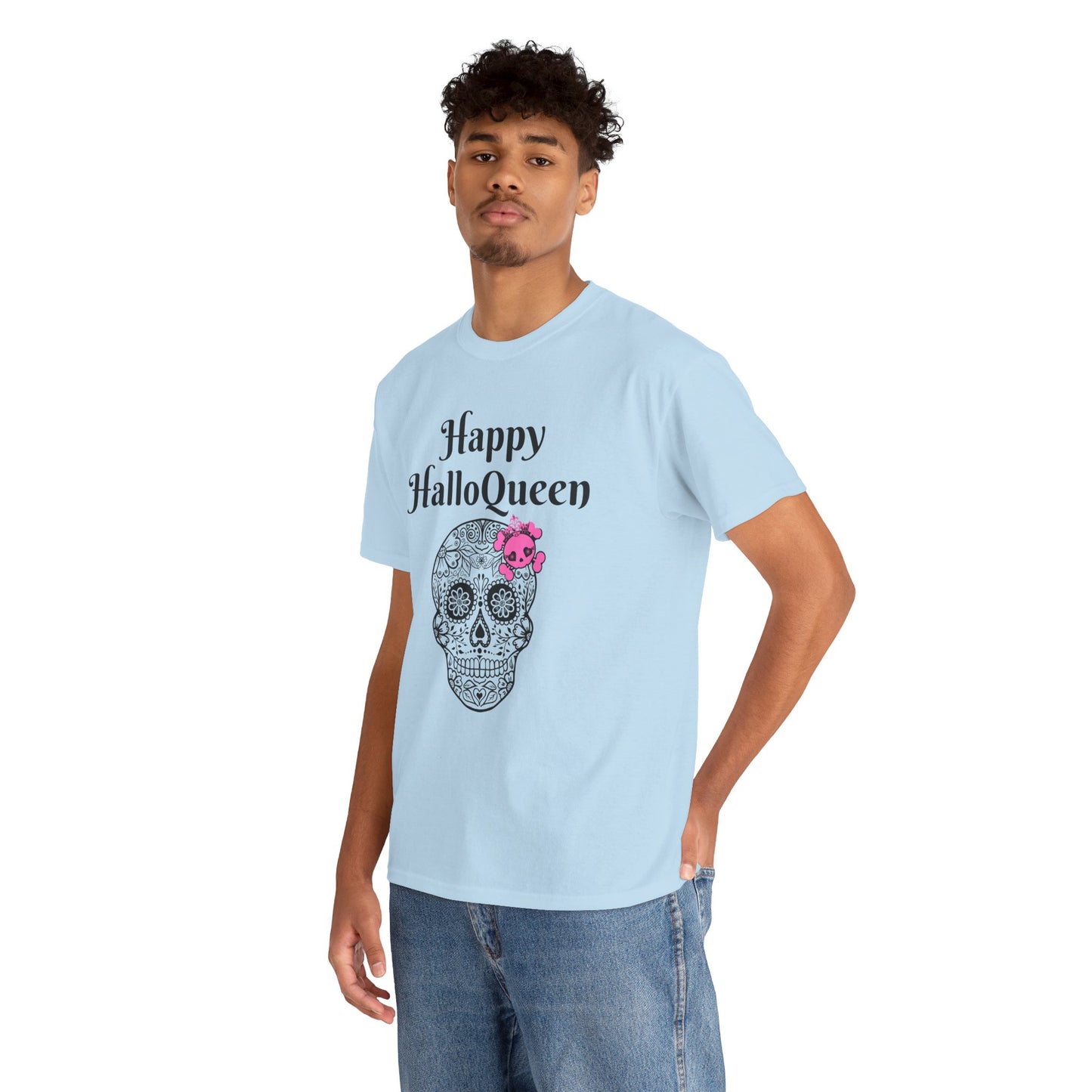 Happy HalloQueen Skull Tee - Unisex Halloween Shirt, Spooky Gift, Festive Apparel, Party Outfit, Skull Design