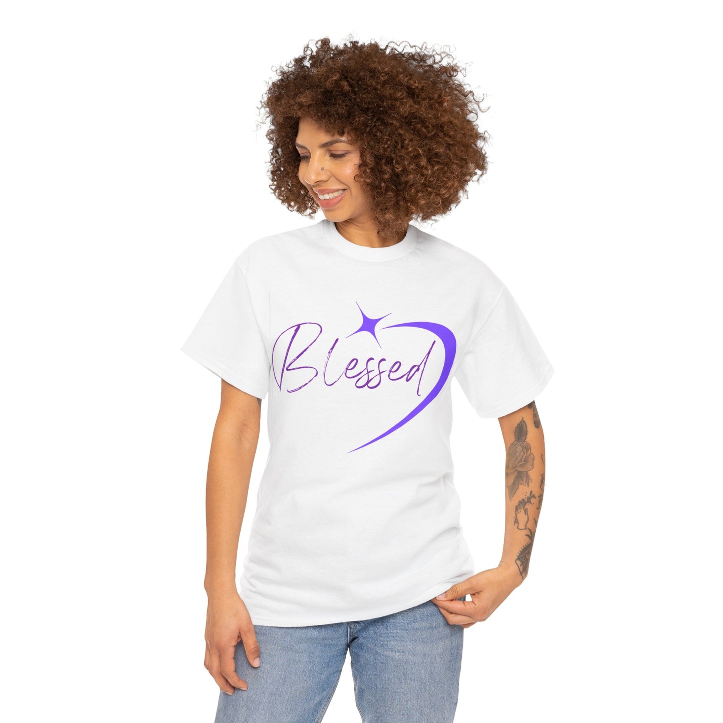 Blessed Unisex Heavy Cotton Tee – Inspirational Graphic Shirt