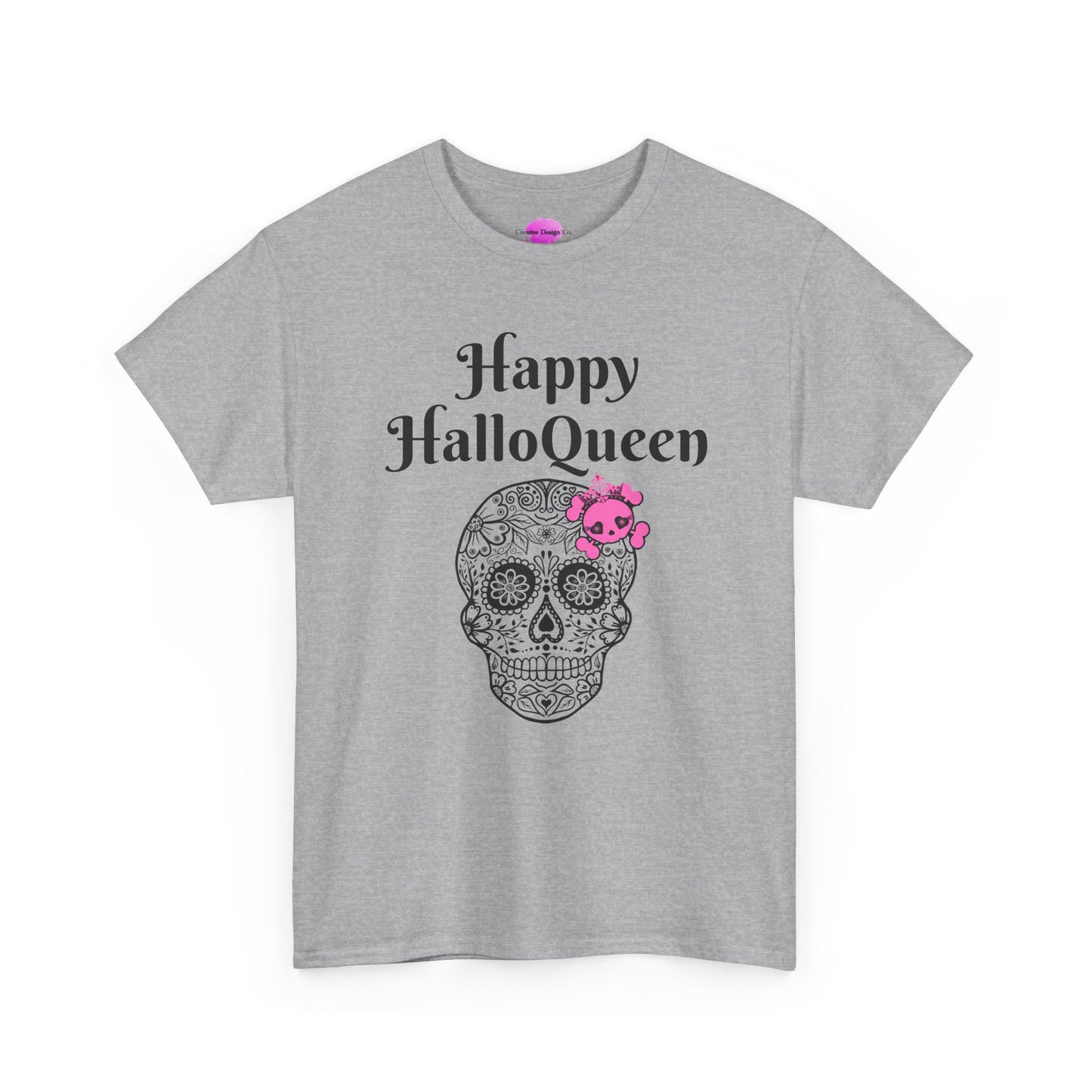 Happy HalloQueen Skull Tee - Unisex Halloween Shirt, Spooky Gift, Festive Apparel, Party Outfit, Skull Design