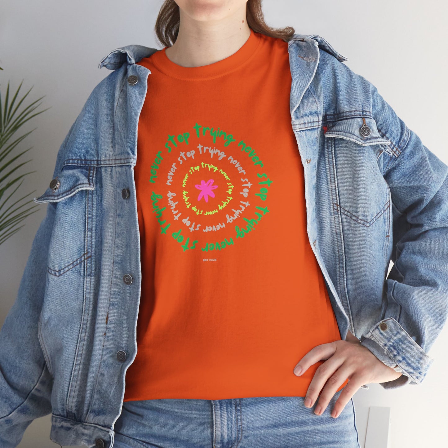 Unisex Tee - Inspirational 'Never Stop Trying' in Selected Colours
