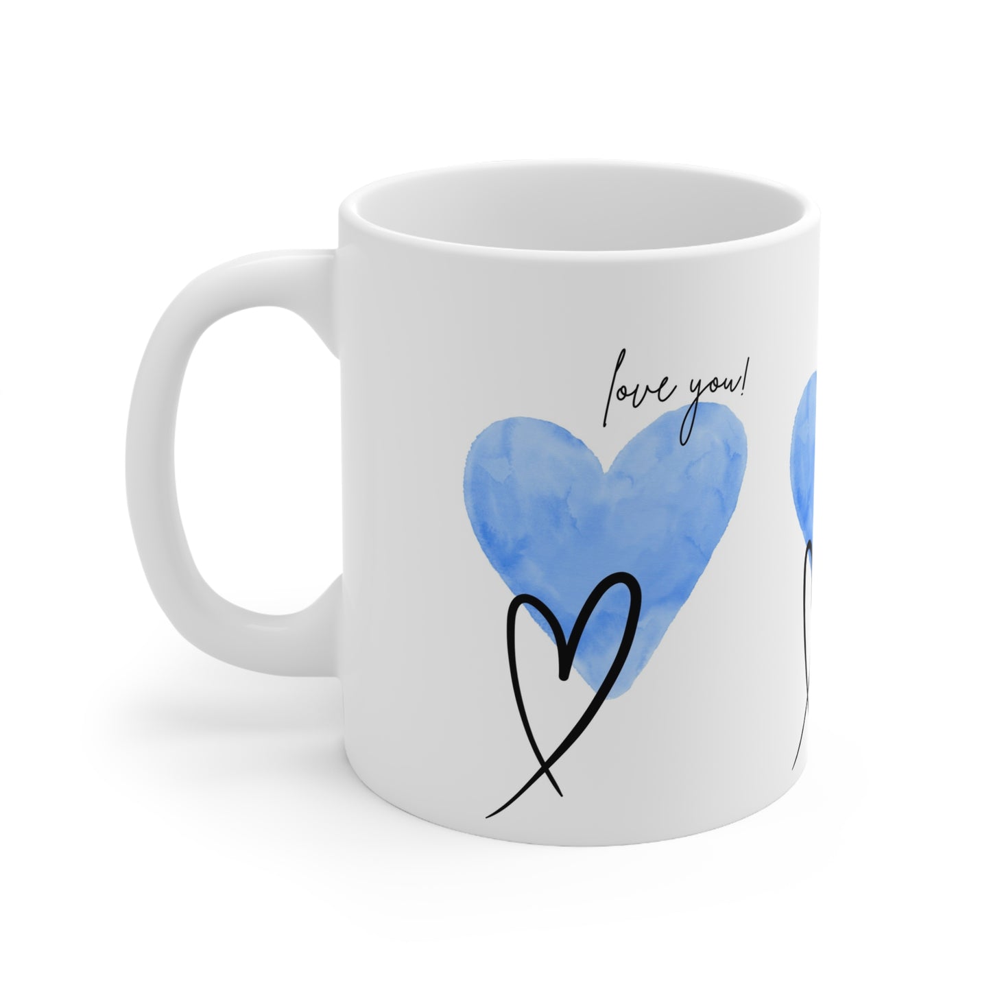 Love You! Ceramic Coffee Mug - Heart Design - Gift for Loved Ones