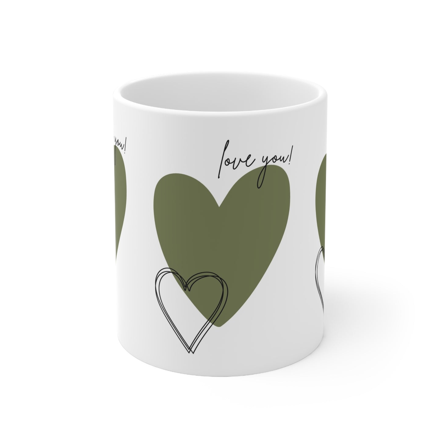 Love You! Heart Ceramic Coffee Cups - 11oz & 15oz