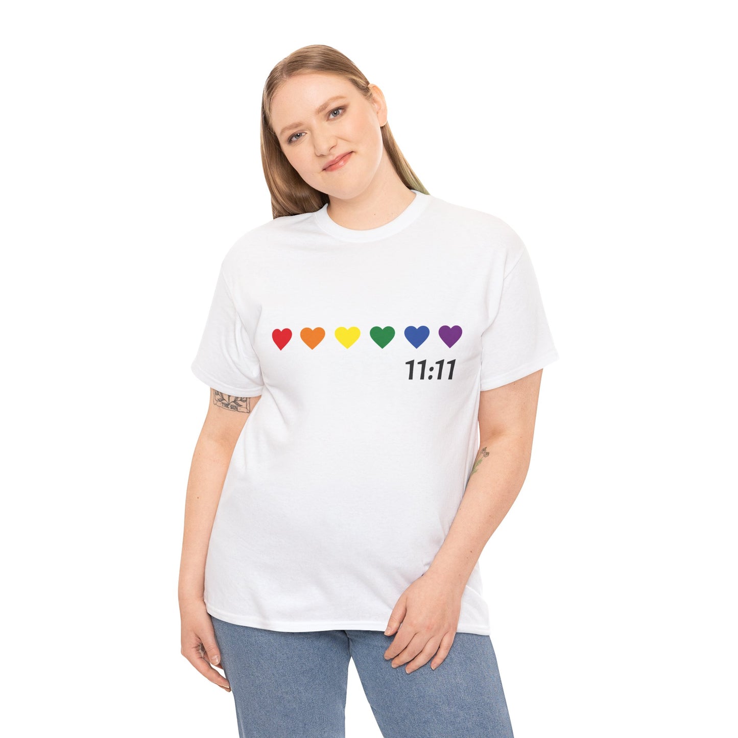 11:11 Rainbow Hearts T-Shirt – Manifestation, Pride & Positivity Tee
