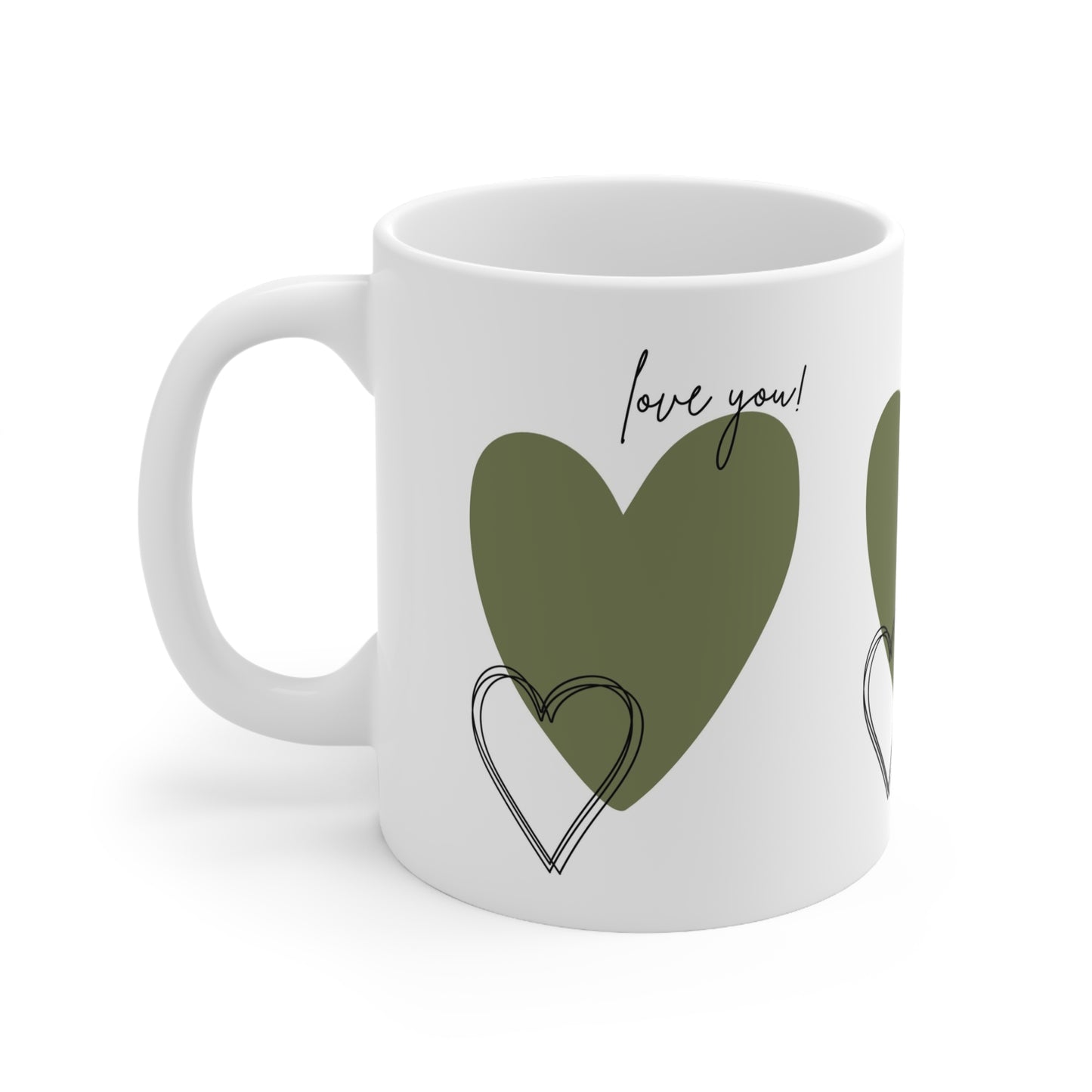 Love You! Heart Ceramic Coffee Cups - 11oz & 15oz