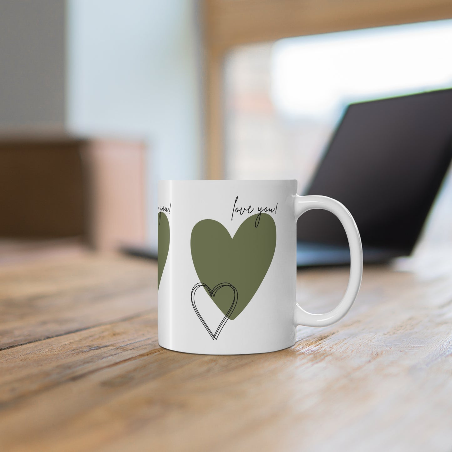 Love You! Heart Ceramic Coffee Cups - 11oz & 15oz