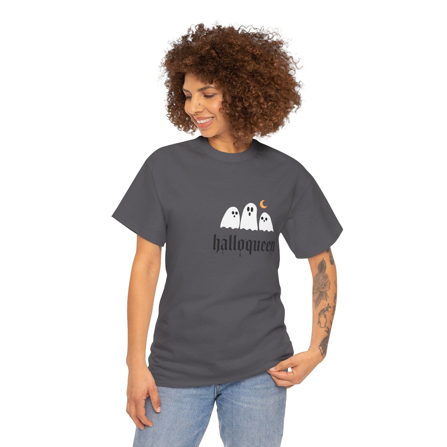 Halloween Ghosts T-Shirt | Unisex Heavy Cotton Tee | Hallowqueen Design | Spooky Season Apparel, Fall Fashion, Halloween Costume