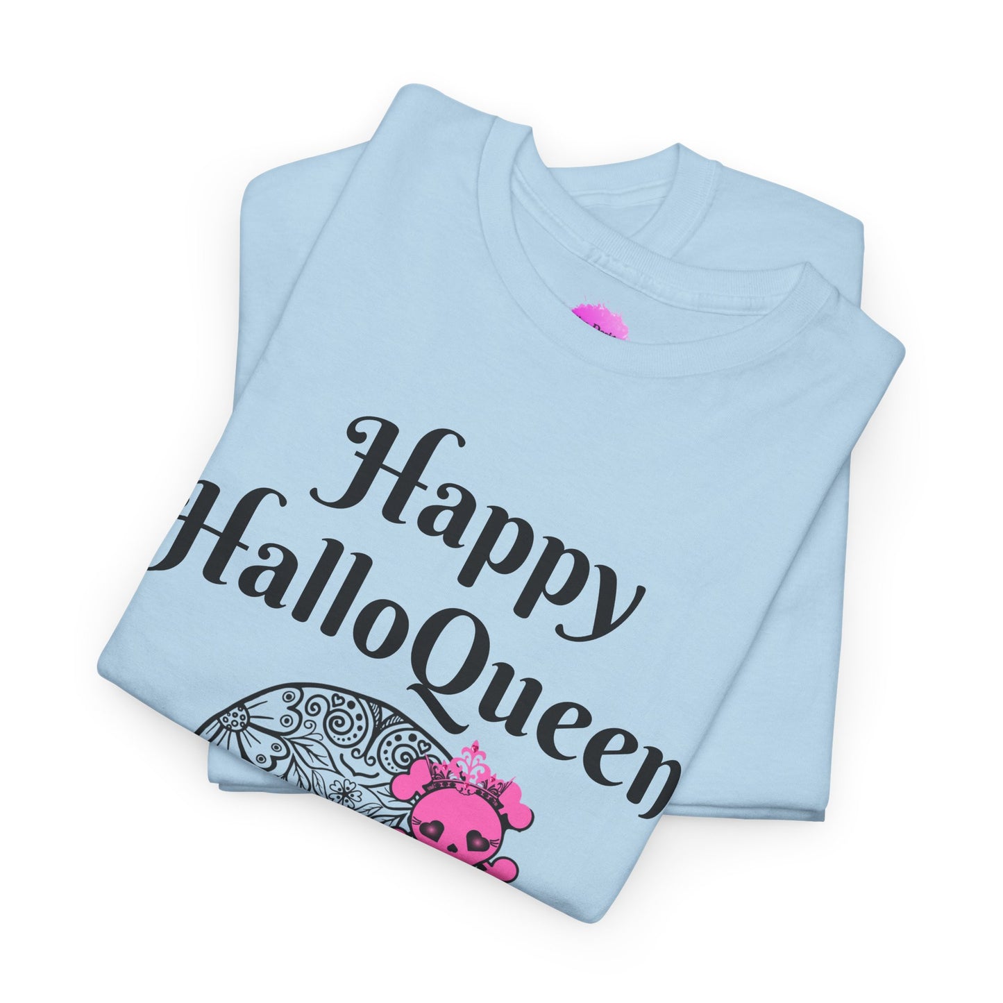 Happy HalloQueen Skull Tee - Unisex Halloween Shirt, Spooky Gift, Festive Apparel, Party Outfit, Skull Design