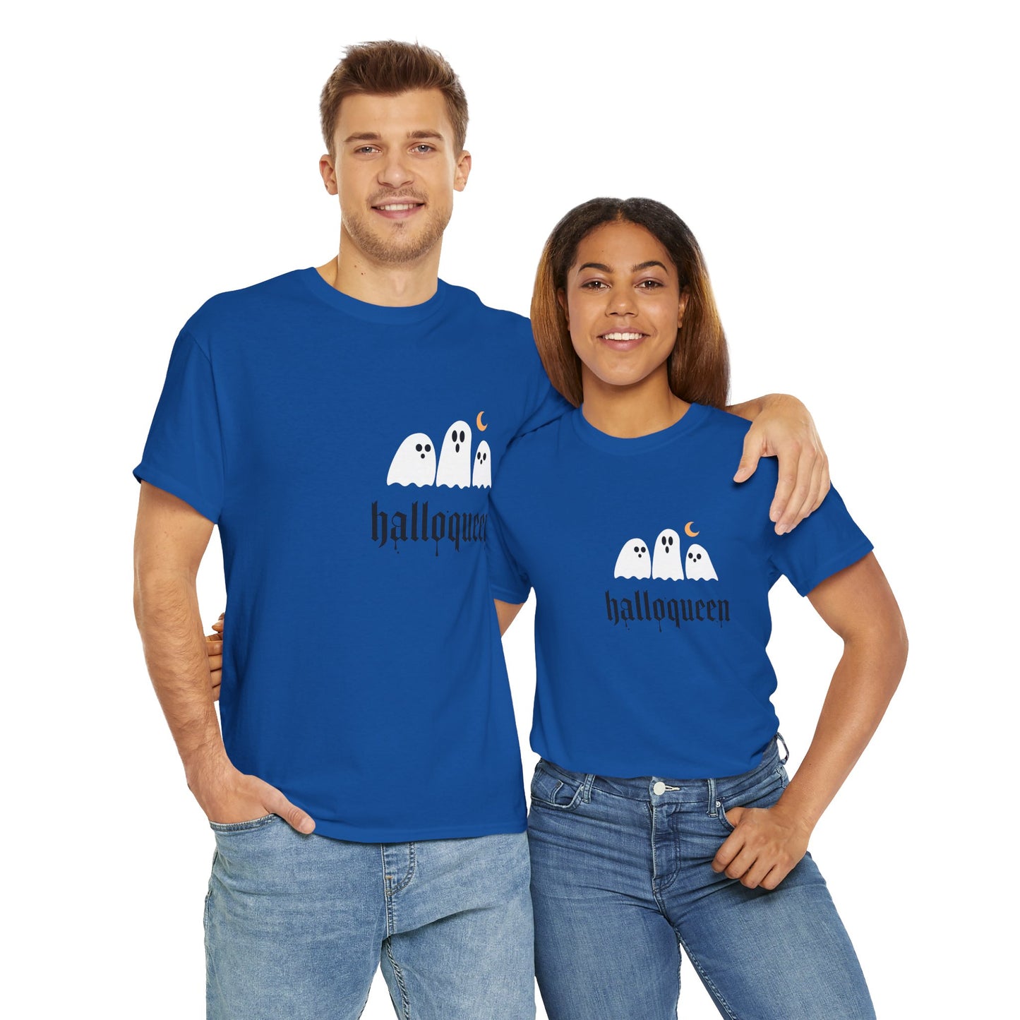 Halloween Ghosts T-Shirt | Unisex Heavy Cotton Tee | Hallowqueen Design | Spooky Season Apparel, Fall Fashion, Halloween Costume