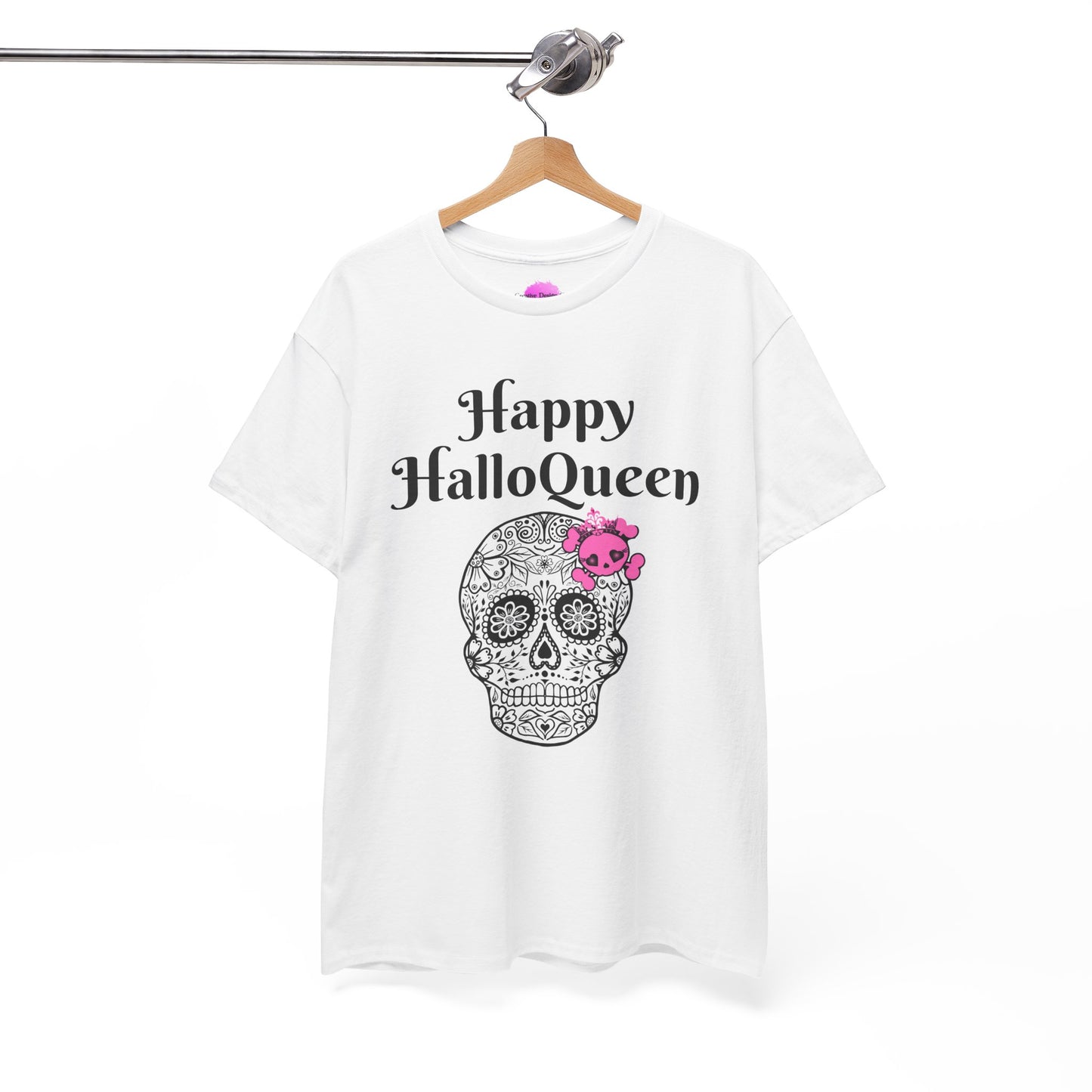 Happy HalloQueen Skull Tee - Unisex Halloween Shirt, Spooky Gift, Festive Apparel, Party Outfit, Skull Design