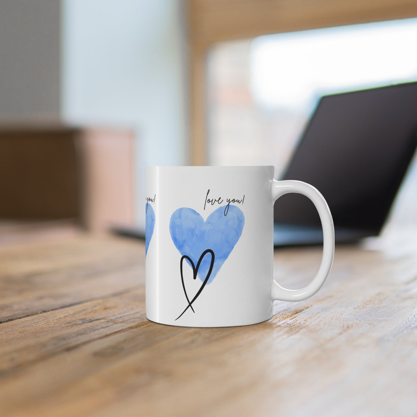 Love You! Ceramic Coffee Mug - Heart Design - Gift for Loved Ones