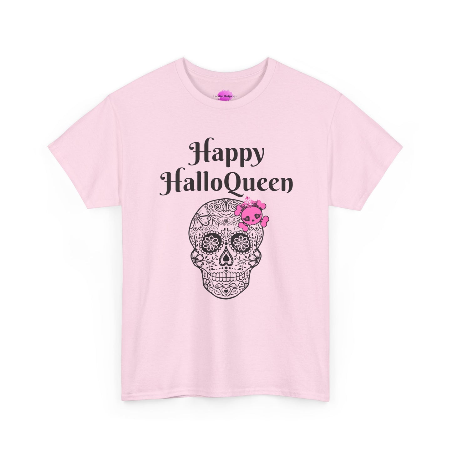 Happy HalloQueen Skull Tee - Unisex Halloween Shirt, Spooky Gift, Festive Apparel, Party Outfit, Skull Design