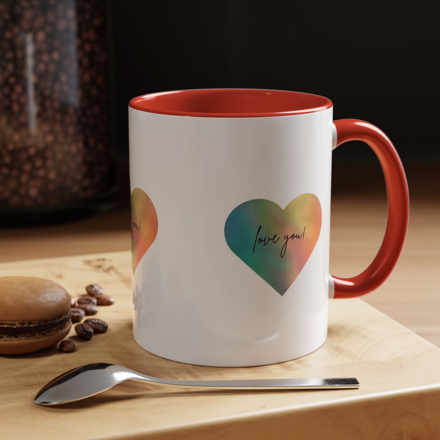 Love You! Colorful Heart Accent Coffee Mug - 11oz & 15oz