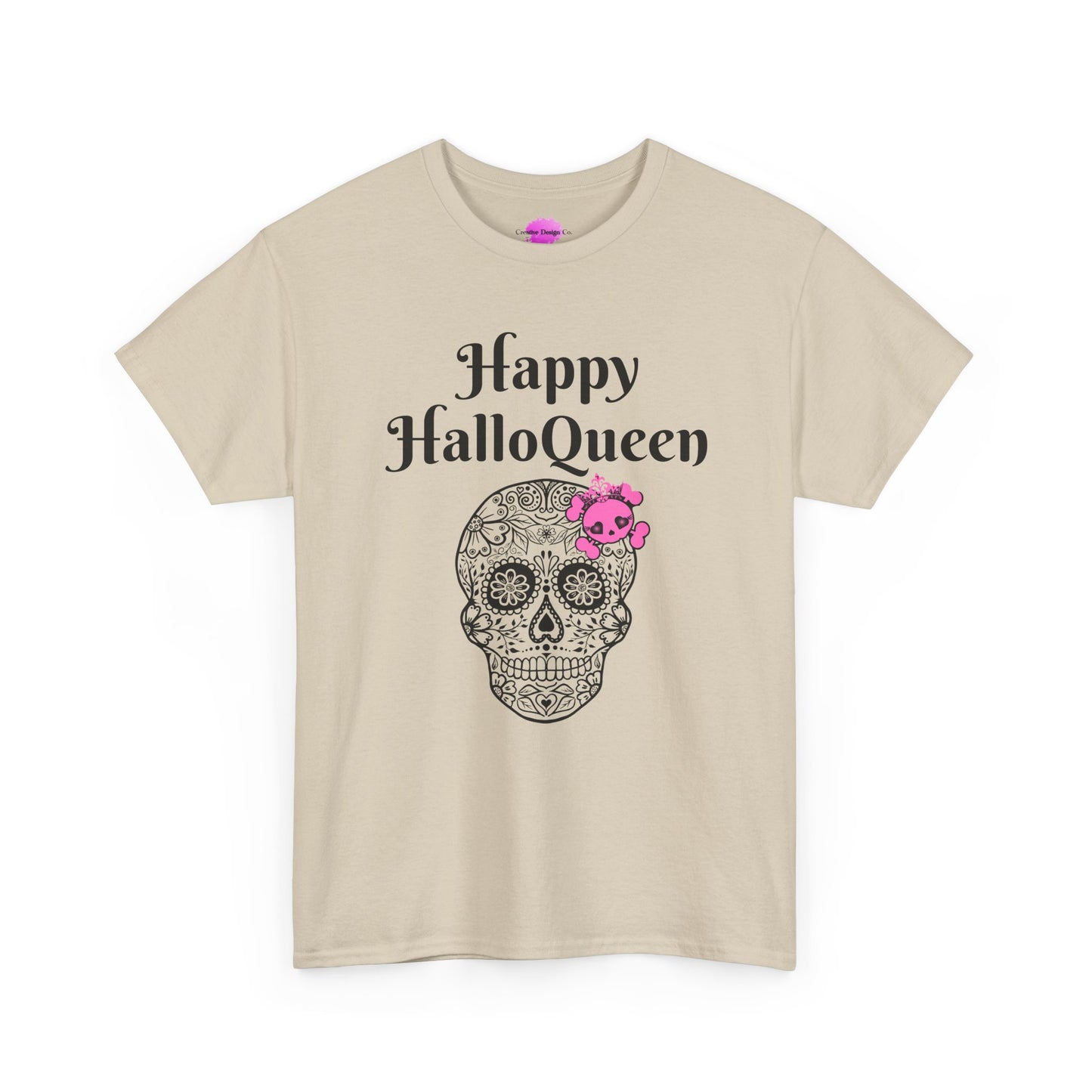 Happy HalloQueen Skull Tee - Unisex Halloween Shirt, Spooky Gift, Festive Apparel, Party Outfit, Skull Design