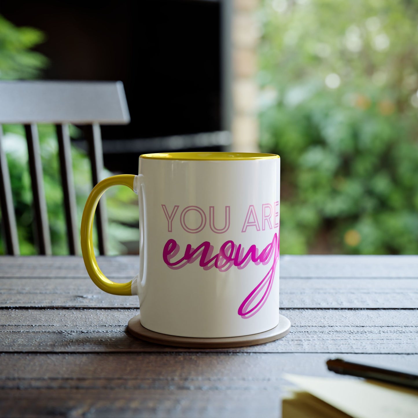 Inspirational Two-Tone Coffee Mug - You Are Enough, Motivational Gift, Self-Care Mug, Coffee Lover Gift, Cheerful Drinkware