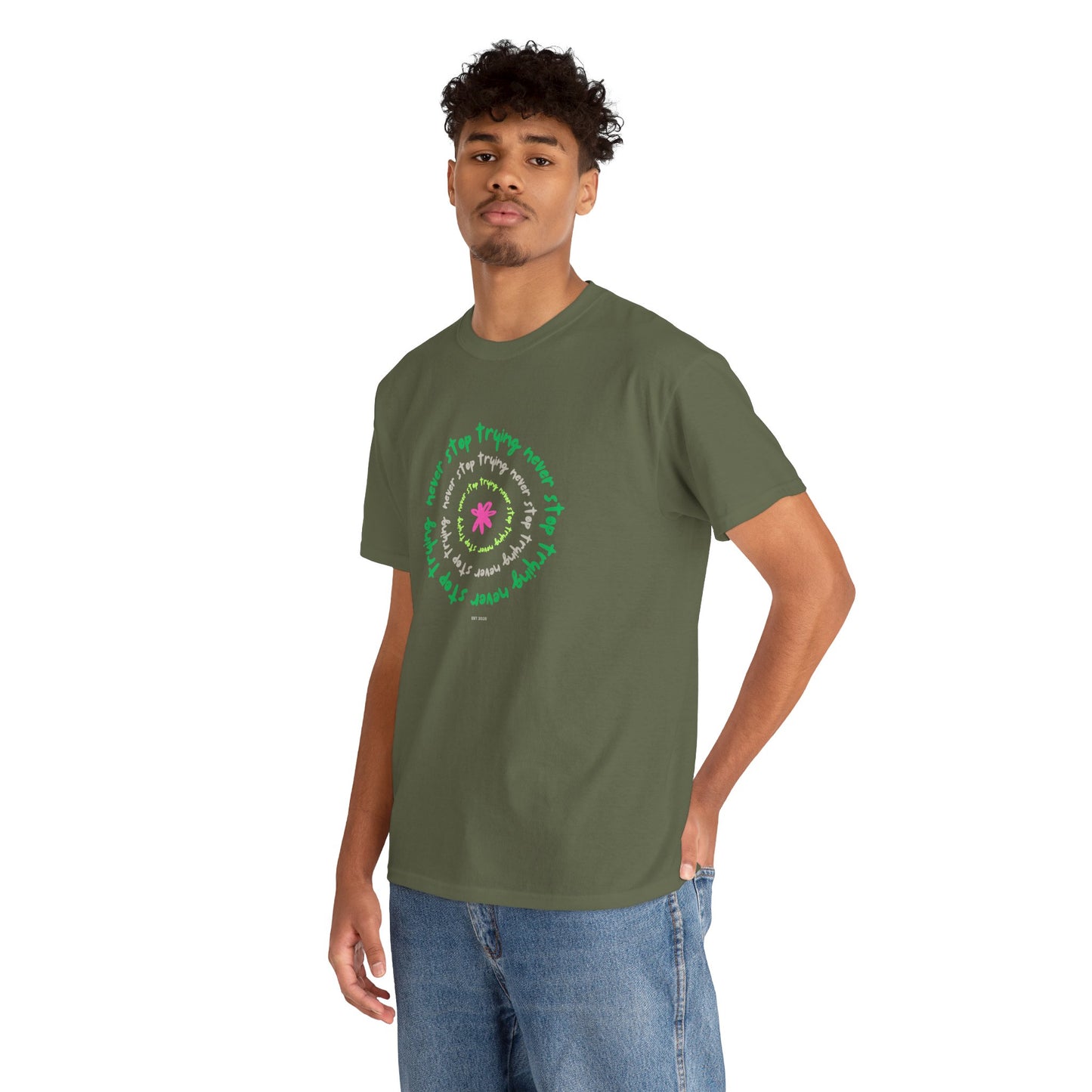 Unisex Tee - Inspirational 'Never Stop Trying' in Selected Colours