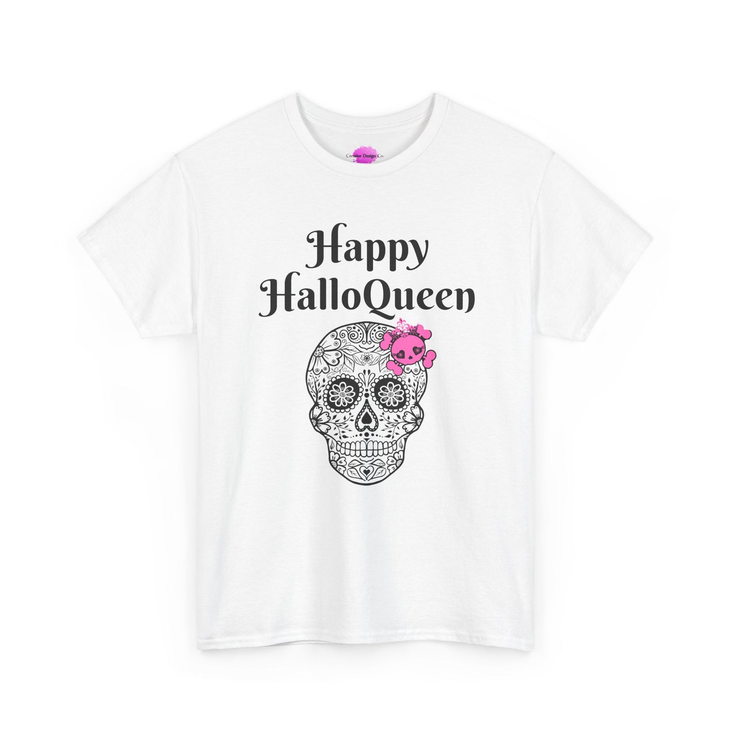 Happy HalloQueen Skull Tee - Unisex Halloween Shirt, Spooky Gift, Festive Apparel, Party Outfit, Skull Design
