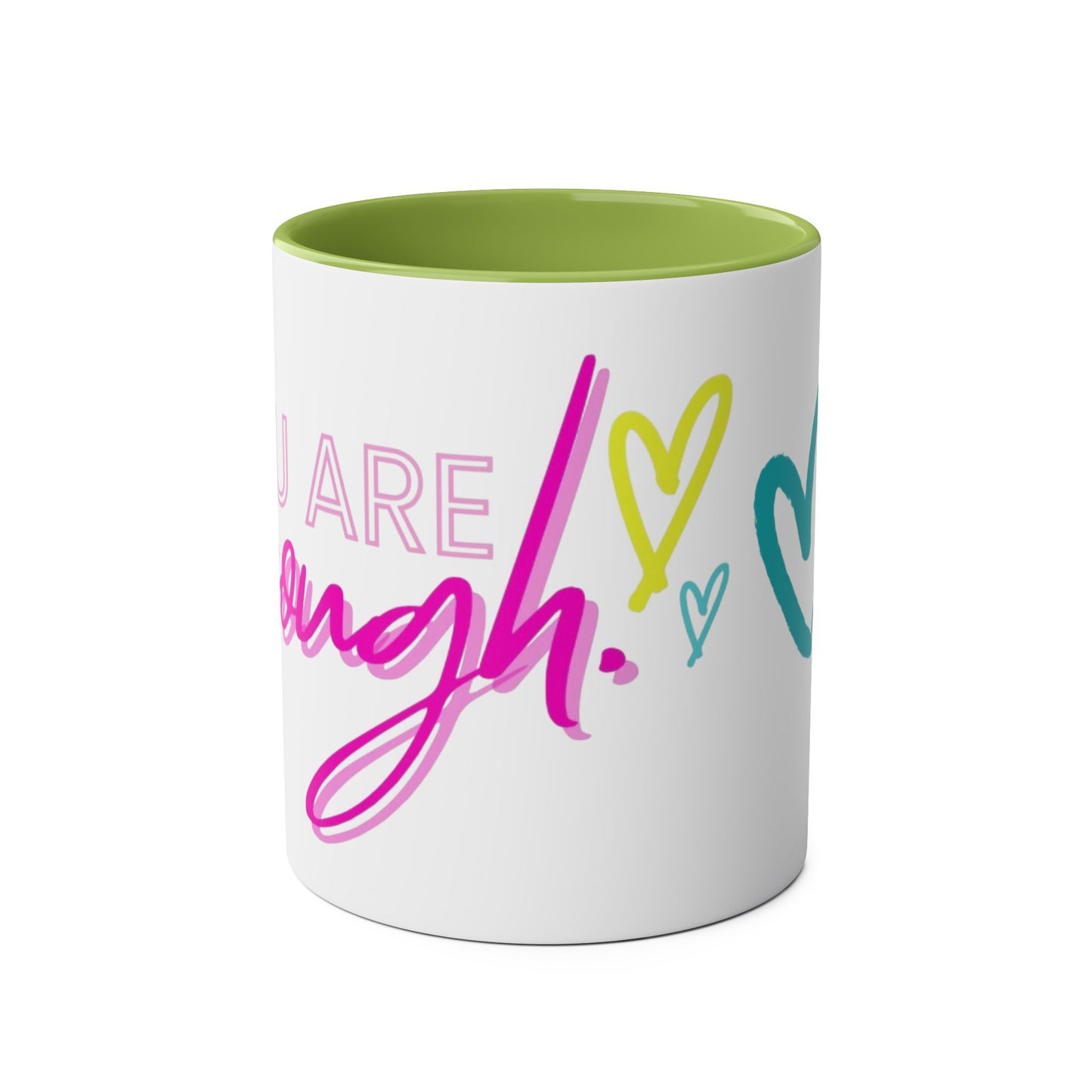 Inspirational Two-Tone Coffee Mug - You Are Enough, Motivational Gift, Self-Care Mug, Coffee Lover Gift, Cheerful Drinkware