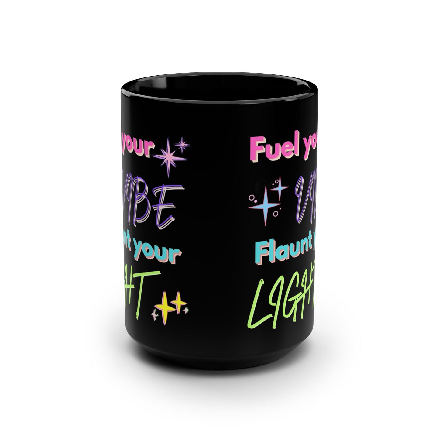 Mug - Bold & Colourful Black 15oz Mug for Vibe and Light enthusiasts