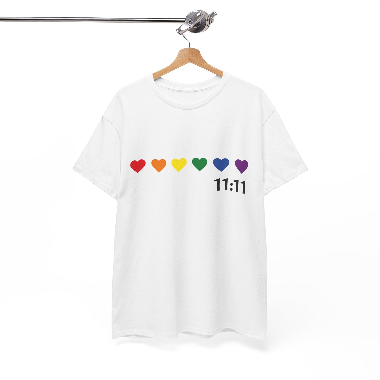 11:11 Rainbow Hearts T-Shirt – Manifestation, Pride & Positivity Tee