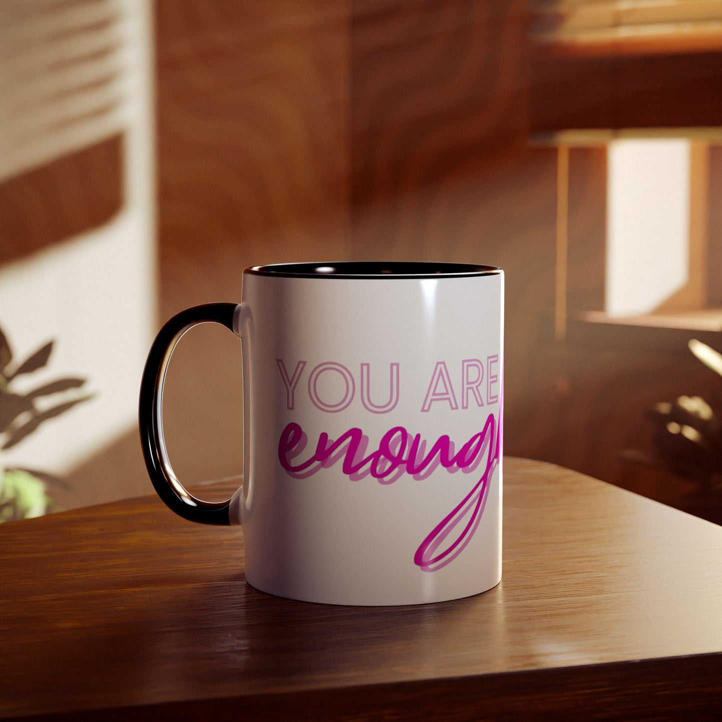 Inspirational Two-Tone Coffee Mug - You Are Enough, Motivational Gift, Self-Care Mug, Coffee Lover Gift, Cheerful Drinkware