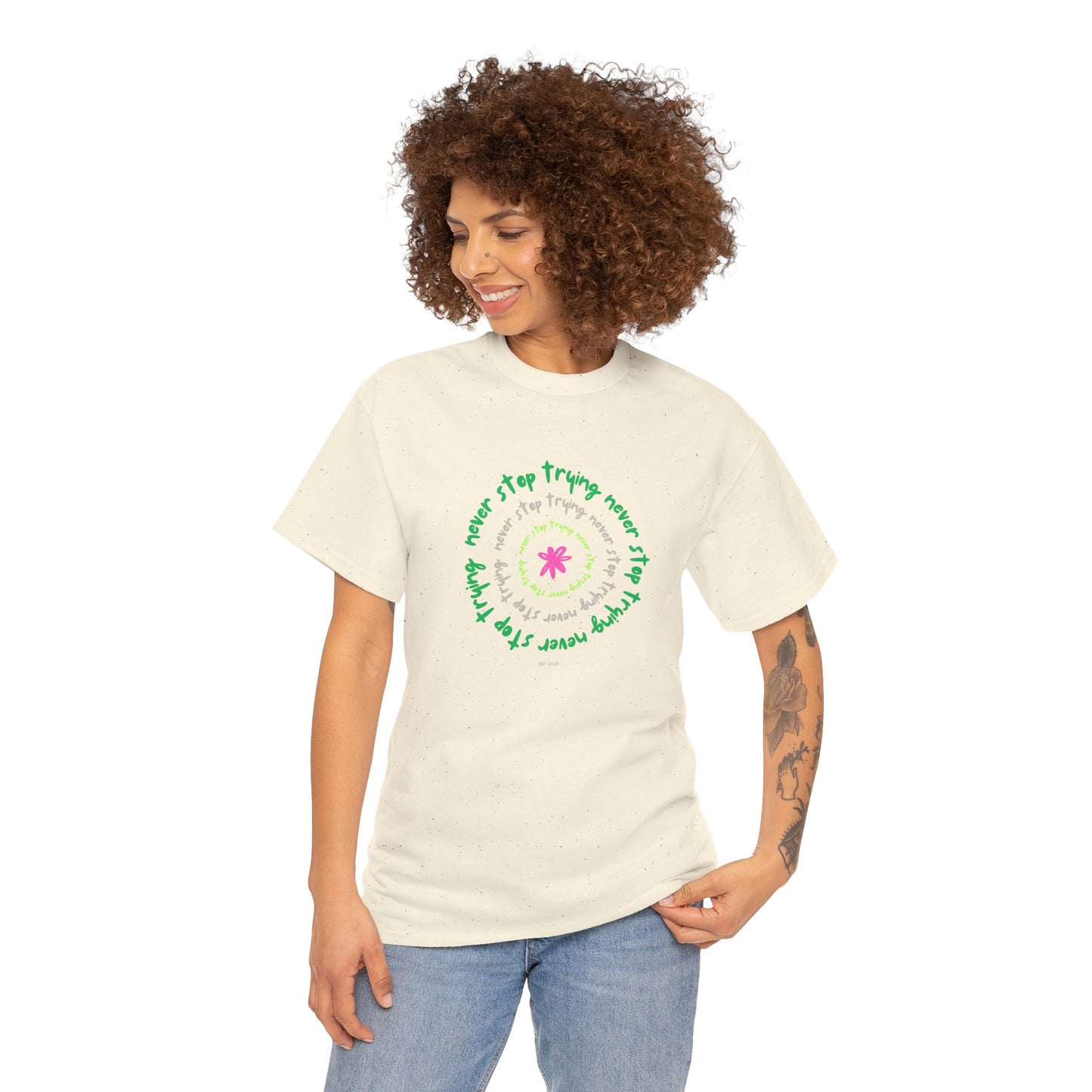 Unisex Tee - Inspirational 'Never Stop Trying' in Selected Colours