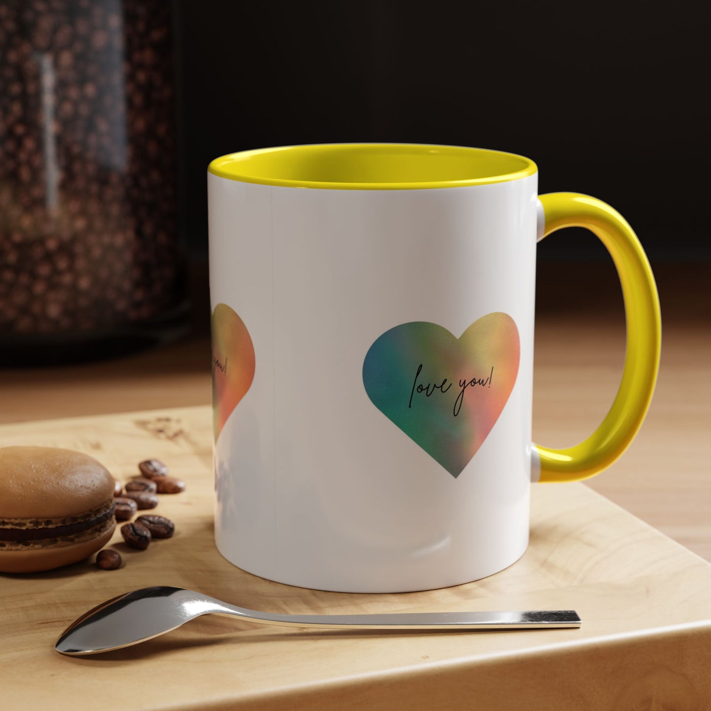 Love You! Colorful Heart Accent Coffee Mug - 11oz & 15oz