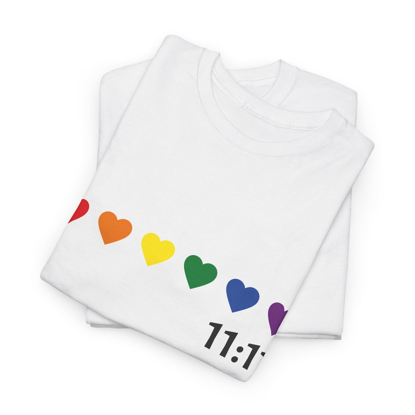 11:11 Rainbow Hearts T-Shirt – Manifestation, Pride & Positivity Tee