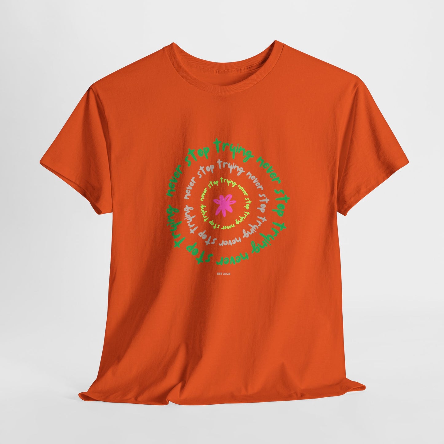 Unisex Tee - Inspirational 'Never Stop Trying' in Selected Colours