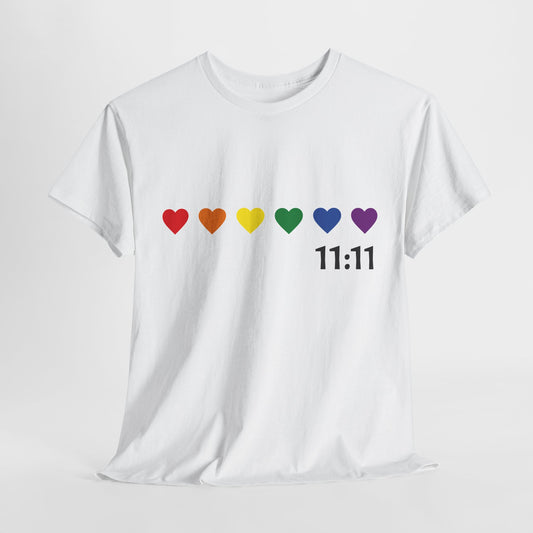 11:11 Rainbow Hearts T-Shirt – Manifestation, Pride & Positivity Tee