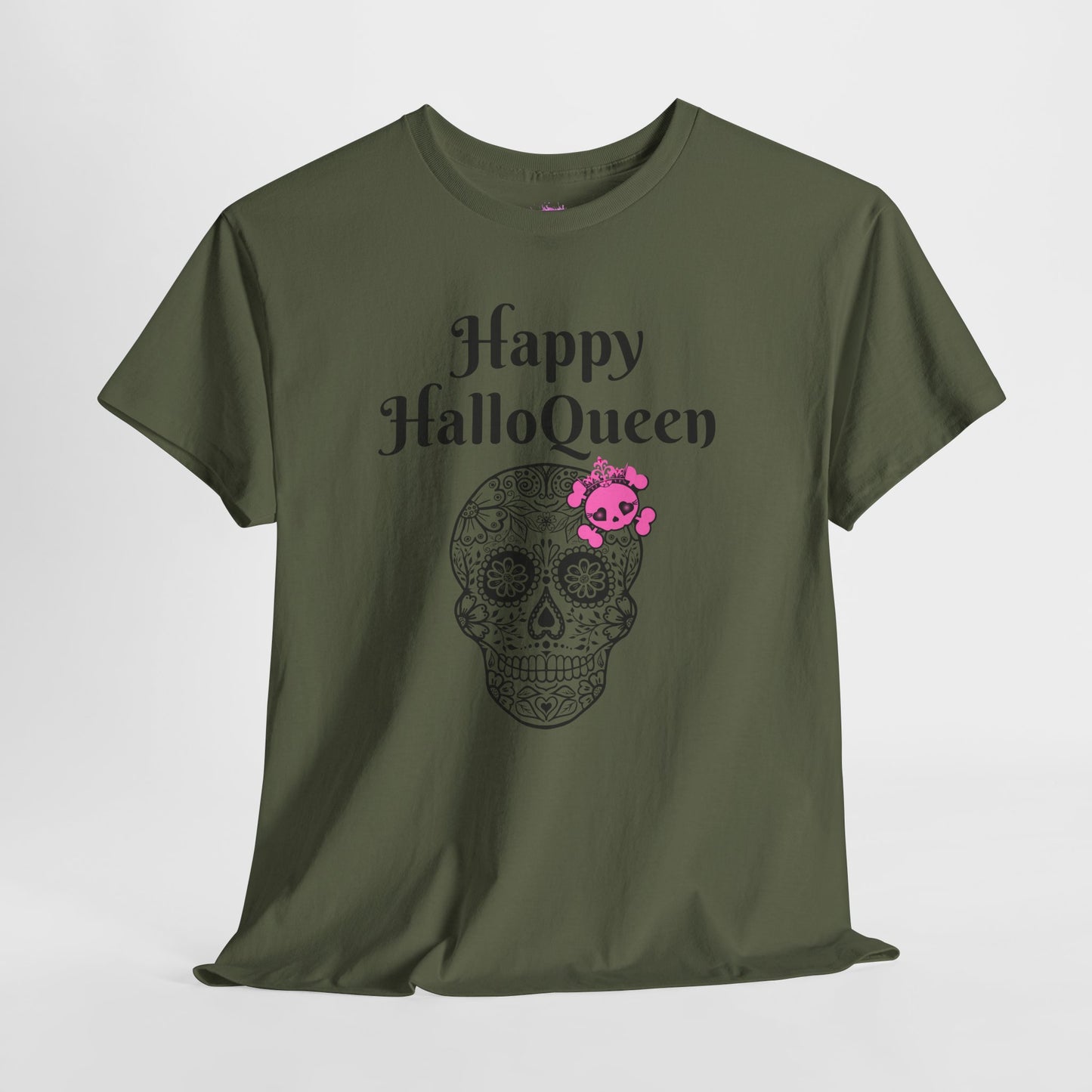 Happy HalloQueen Skull Tee - Unisex Halloween Shirt, Spooky Gift, Festive Apparel, Party Outfit, Skull Design