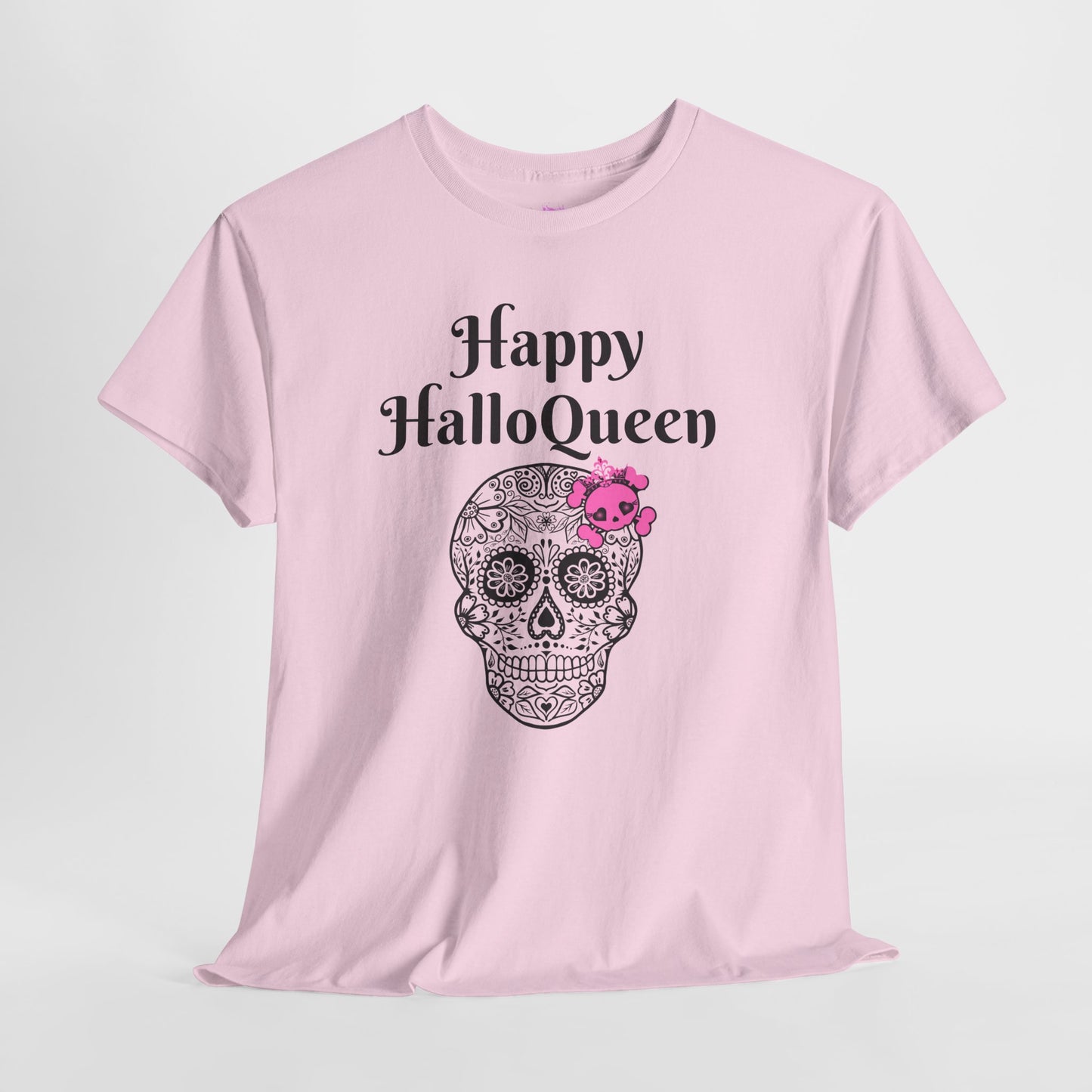 Happy HalloQueen Skull Tee - Unisex Halloween Shirt, Spooky Gift, Festive Apparel, Party Outfit, Skull Design