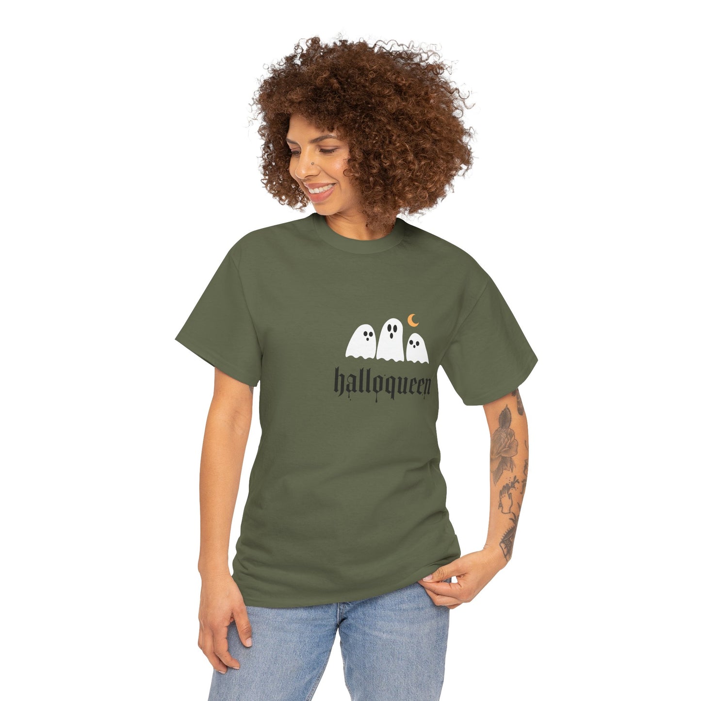 Halloween Ghosts T-Shirt | Unisex Heavy Cotton Tee | Hallowqueen Design | Spooky Season Apparel, Fall Fashion, Halloween Costume