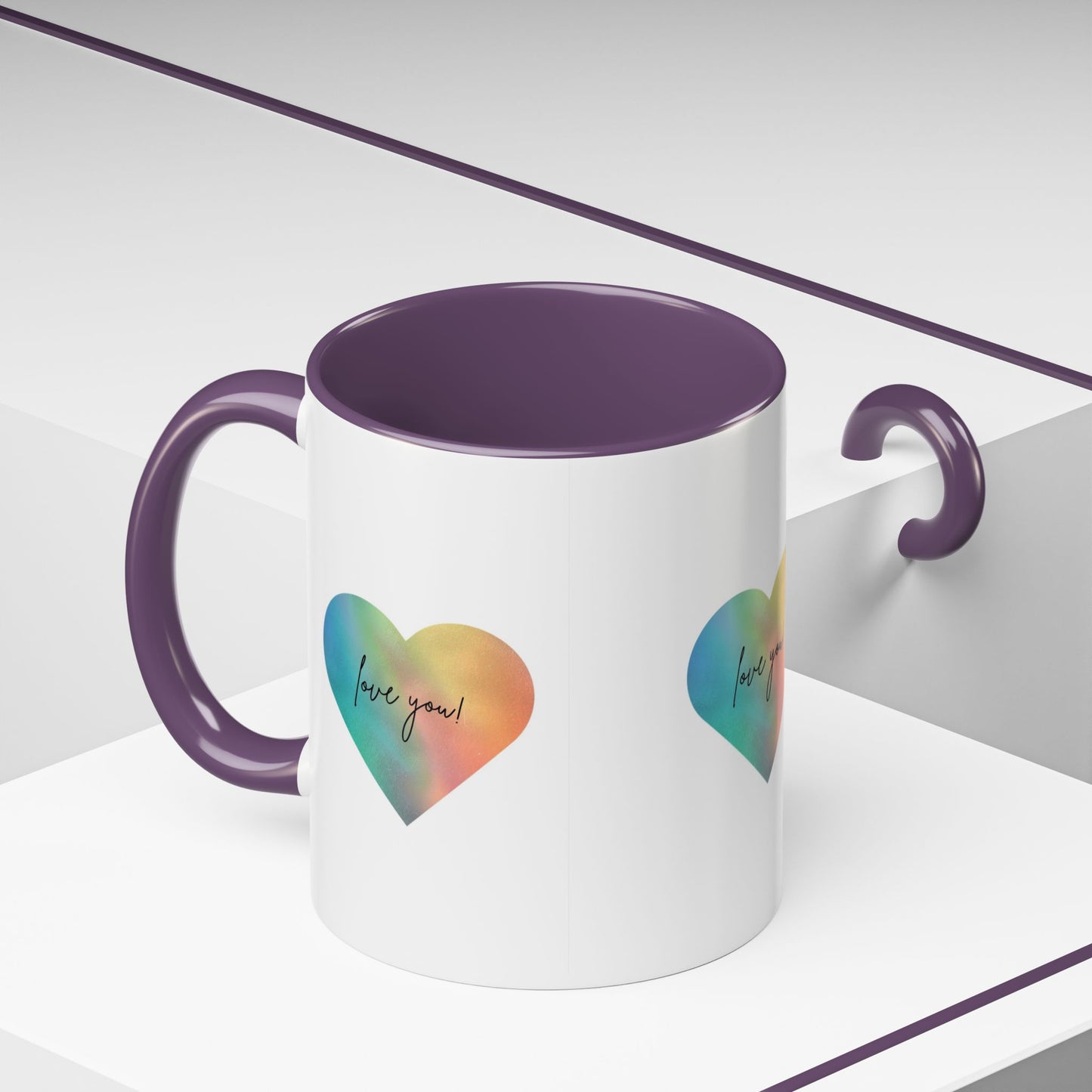 Love You! Colorful Heart Accent Coffee Mug - 11oz & 15oz
