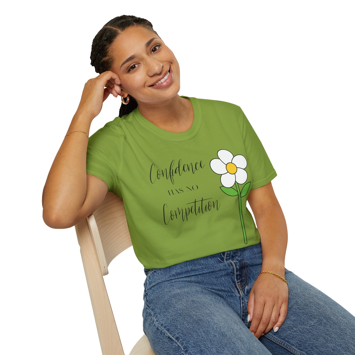 Confidence Has No Competition Softstyle T-Shirt - Motivational Floral Design